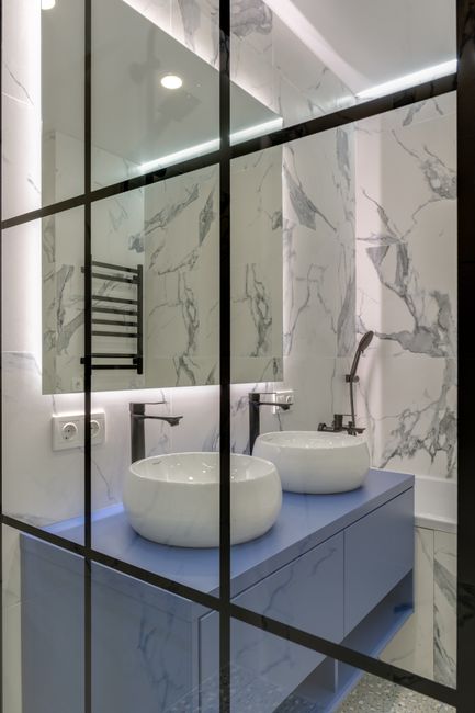Bathroom fixtures being recorded during a condition inspection